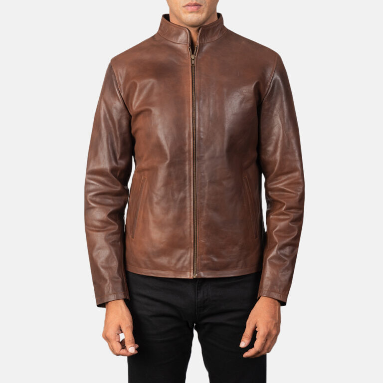 Mens Alex Brown Leather Biker Jacket5974-5-1568982484199